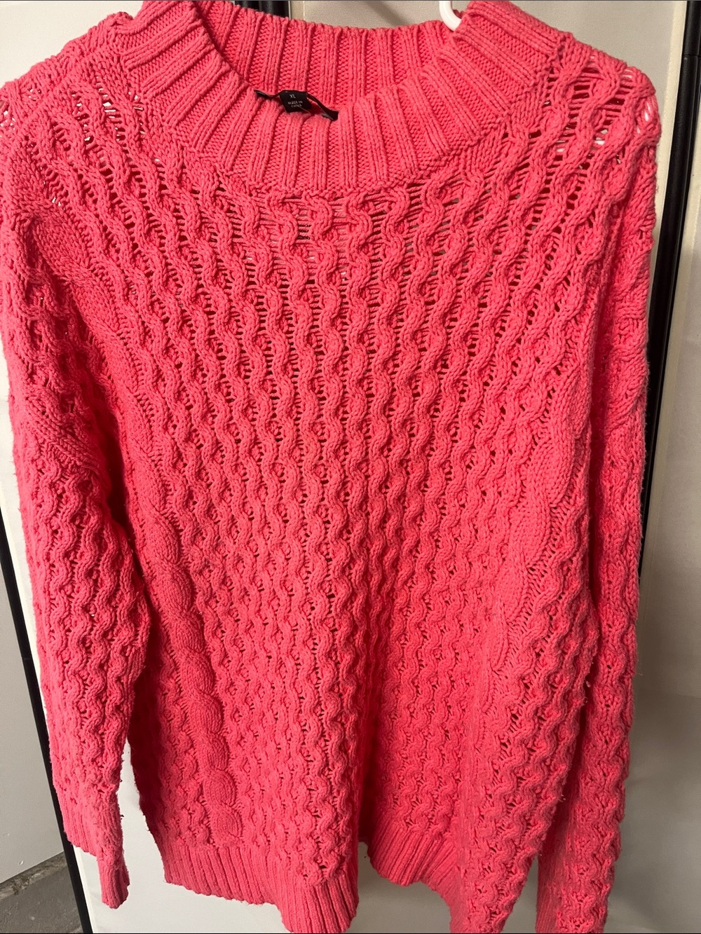 Ann Taylor XL Women's Cable Knit Sweater - Pink